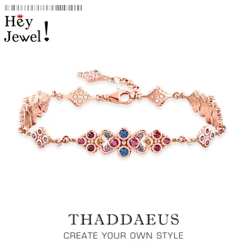 

Colourful Stones Bracelet 2020 Spring New Link Chain 925 Sterling Silver Fine Jewelry Victorian Style Royal Look Gift For Women