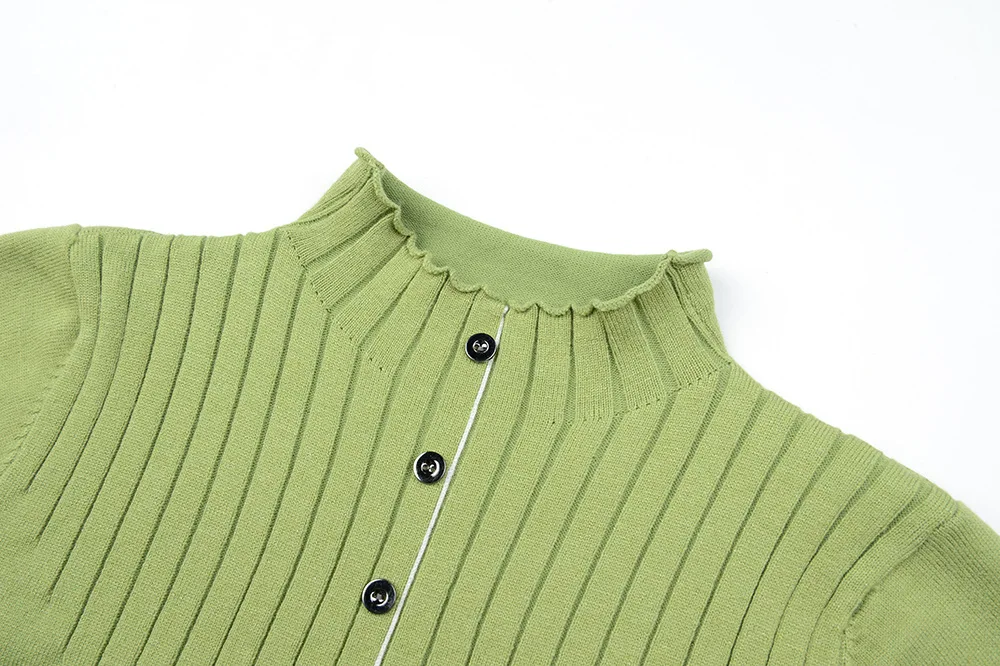 BornToGirl Spring Autumn Winter Women Knitted TShirt Woman Long Sleeve High Neck Black White Blue Green Khaki T Shirts