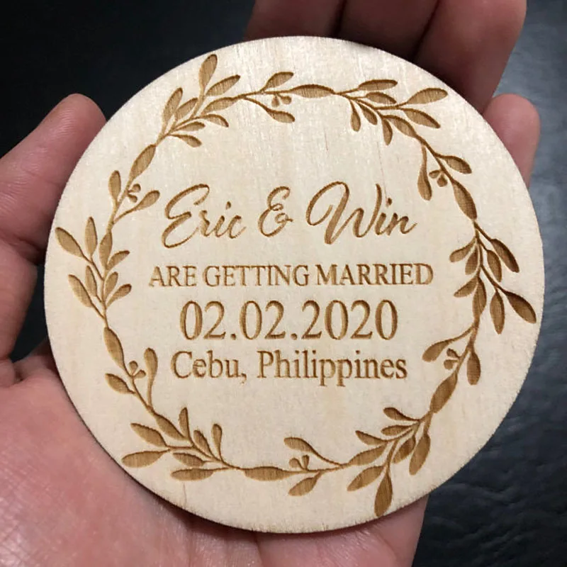 Save the Date Personalized calligraphy Save the Date Magnets Wedding Favors Engraved rustic wooden  - 4000035633753