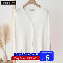 Metersbonwe, вязаный кашемировый женский кардиган, мягкий, теплый, базовый свитер для женщин, Осень-зима, одноцветная одежда, модный кардиган