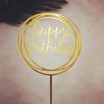 

New Cake Wedding Happy Birthday Cake Topper Card Acrylic Cake Party Decoration