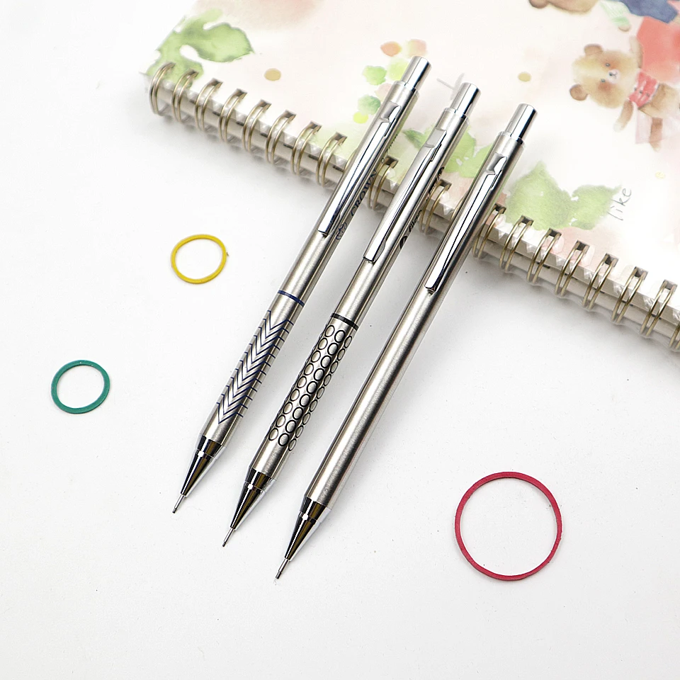 Compra Alta calidad completa lápiz de Metal mecánico/0,5/0,7/0,9mm para el profesional de la pintura y útiles escolares de escritura 2 unids/lote YDwpedlZ7Ka