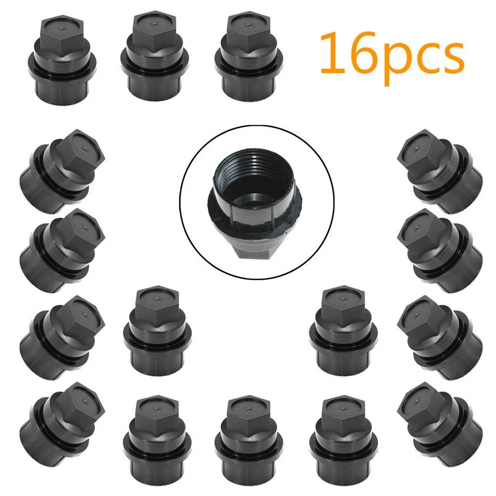 16pcs Black Plastic 22mm Wheel Lug Nut Cap Cover For Chevy Trucks