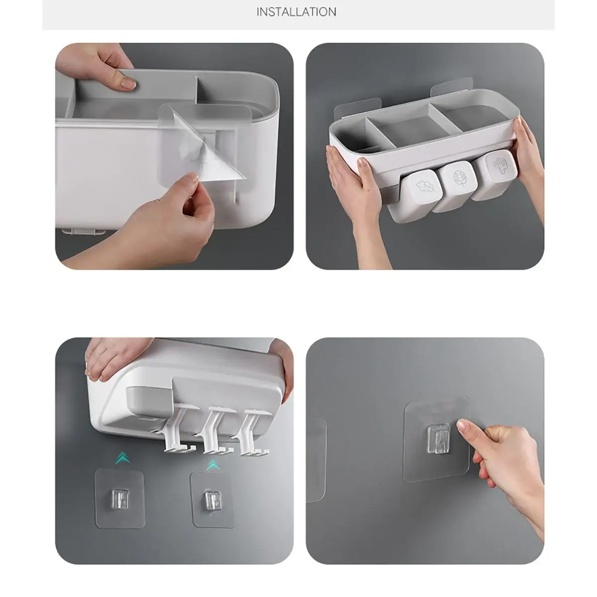Toothbrush Toothbrush Holder Toothpaste Shaver Shelf Storage Rack Bathroom Washroom Accessories Set Wall Squeezer Family Set