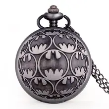 Модные черные BM супергерой Бэтмен фильм кварцевые карманные часы аналоговый кулон ожерелье карманные часы на цепочке Мужские Женские часы подарок