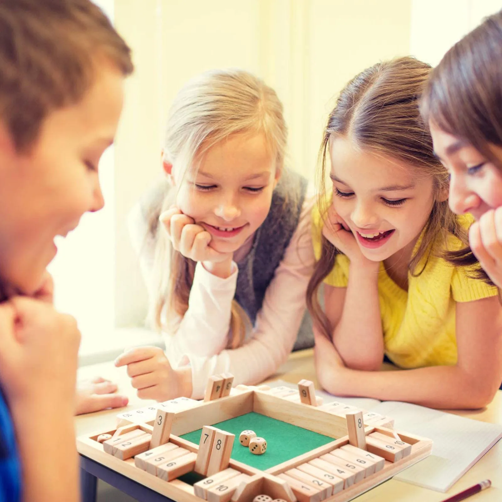 

Children Four-sided Flop Game Digital Game Shut The Box Wooden Mathematic Traditional Pub Board Dice Game Family Fun Games#LR2