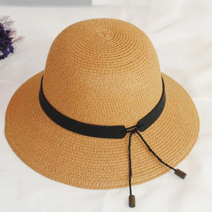 Sun Hat Women Ladies Summer Wide Brim Straw Hat Fisherman Hat for Outdoor Holiday Beach Seaside TS95