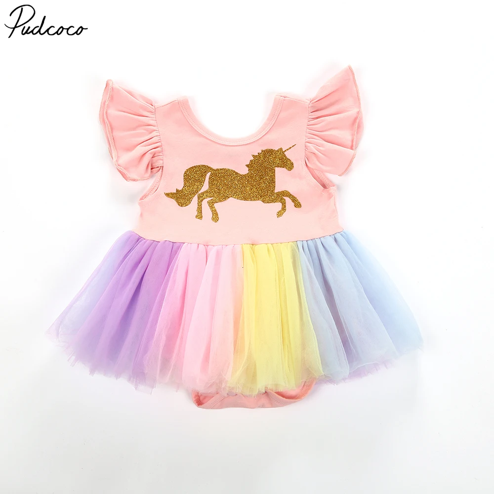 Pudcoco Lovely Newborn Baby Girls Clothes Cotton Cattoon Short Sleeve Outfits 0-24months