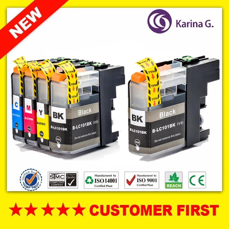 Совместим с Brother LC101 LC103 картридж чернилами подходит для DCP J152W MFC J245 J285DW и т.