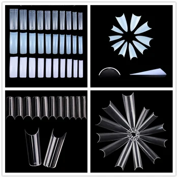 

10 size Long Frech Fake Nails,Curve Clear Nails Tips,Press On Nails,False Nails,Glue On Nails,Nail Tips,half Cover Nail Tips