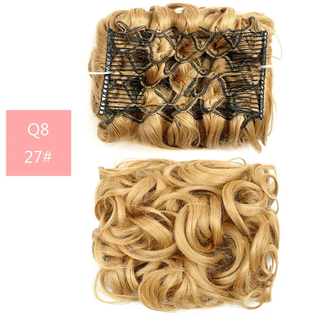 Synthetic Curly Elastic Band Chignon Plastic Comb Clips in Hair Extension Hair Bun Updo Cover Hairpieces Hair Accessories Q8 27