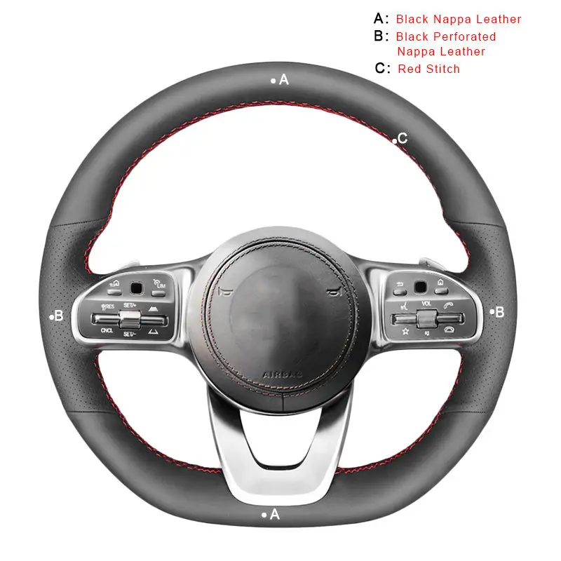 Автомобильная оплетка на руль для Mercedes-Benz A-Class W177 C-Class W205 E-Class W213 S-Class W222 автомобильные чехлы на колеса - Название цвета: Top Layer Leather