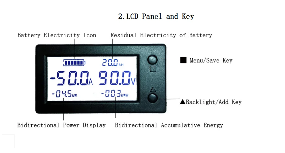 Digitale DC Multimeter 0-90V 100A Voltmeter En Ampèremeter Met LCD Scherm En Hall Sensor