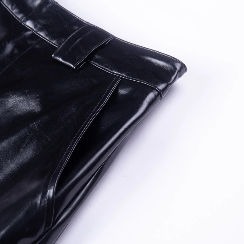 Широкие брюки из искусственной кожи в стиле хип-хоп; женские черные брюки; повседневные брюки; женские свободные узкие брюки с эластичной резинкой на талии; брюки для бега