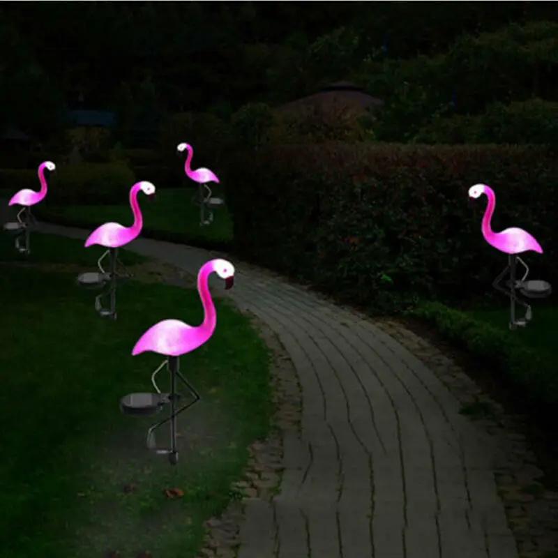 Best Chance for  Solar Power Pink Flamingo Lawn Decor Garden Stake Landscape Lamp Outdoor Light Home Decoration Part