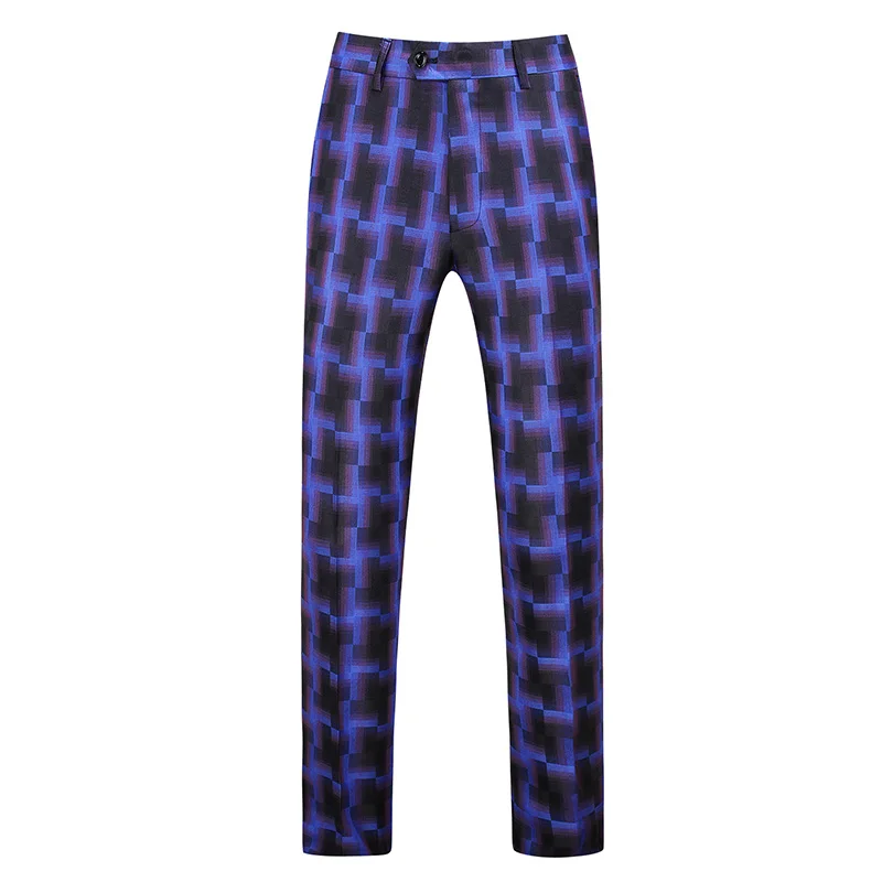blue plaid Gwenhwayfar, мужской Клетчатый костюм цвета хаки, брюки, официальная одежда, брюки, деловые повседневные облегающие брюки, Классический Клетчатый костюм, брюки для свадьбы - Цвет: blue plaid