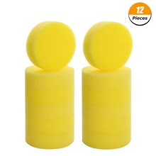 12Pcs/Lot Car Washing Tools Waxing Sponge Yellow Round Polishing Sponge Car Cleaning