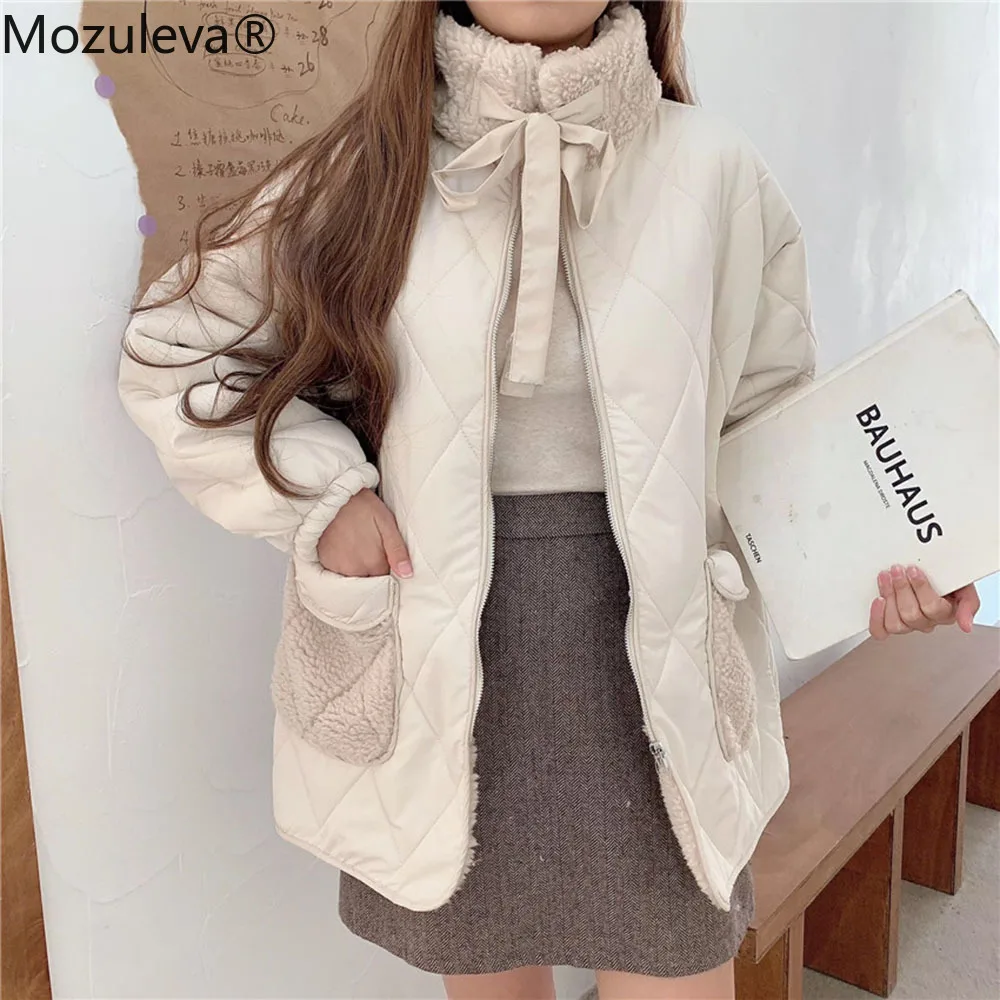 

Mozuleva Cotton Padded Jacket Lamb Wool Coat Female Winter Korean Loose Pockets Plush Thick Warm Parkas Japanese Wadded Jackets