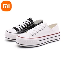 Xiaomi Women Canvas Shoes Platform Casual Solid Color Sports Fashion Classic Rubber Wild Thick-soled Lace-Up Lady Girls Sneakers