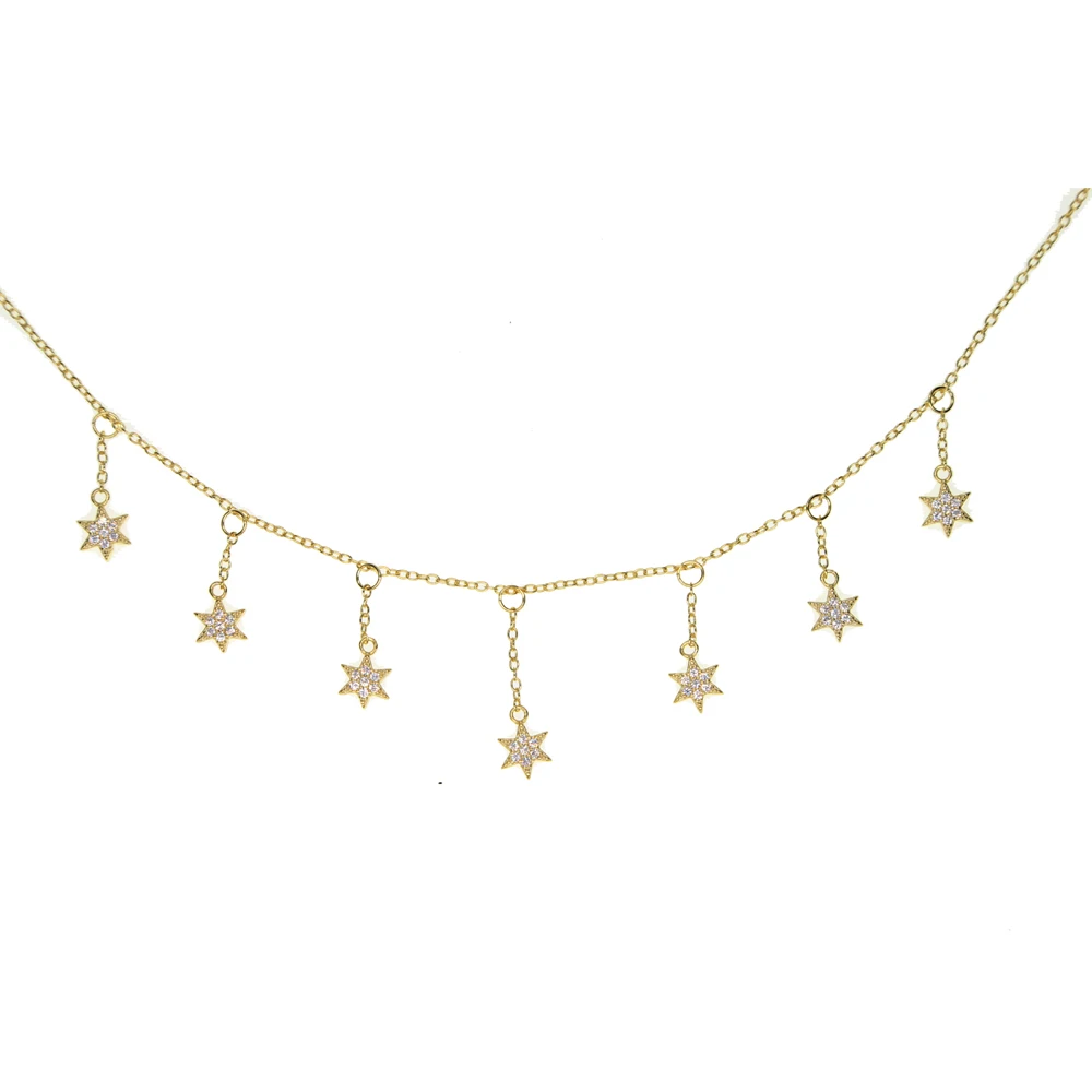 tassel star charm necklace chain 33+7cm sea star summer beach elegant lady women 925 sterling silver necklaces jewelry