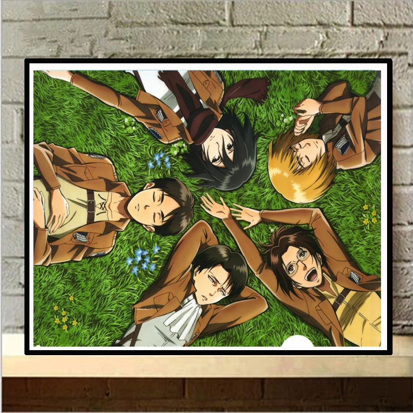 New 5D DIY Diamond Embroidery Attack on Titan Posters Diamond PaintingJapanese Anime Room Bar Family Art Painting Wall Sticker