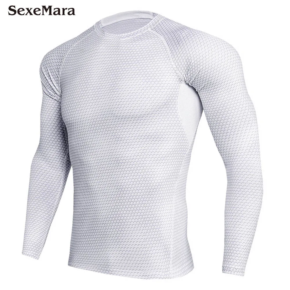 T-shirt Новейшая модель; Для мужчин сжатия бег трусцой Спортивная длинная футболка/Леггинсы для женщин тренажерный зал Фитнес Бодибилдинг облегающие эластичные одежда 2 шт./компл - Цвет: T-shirt