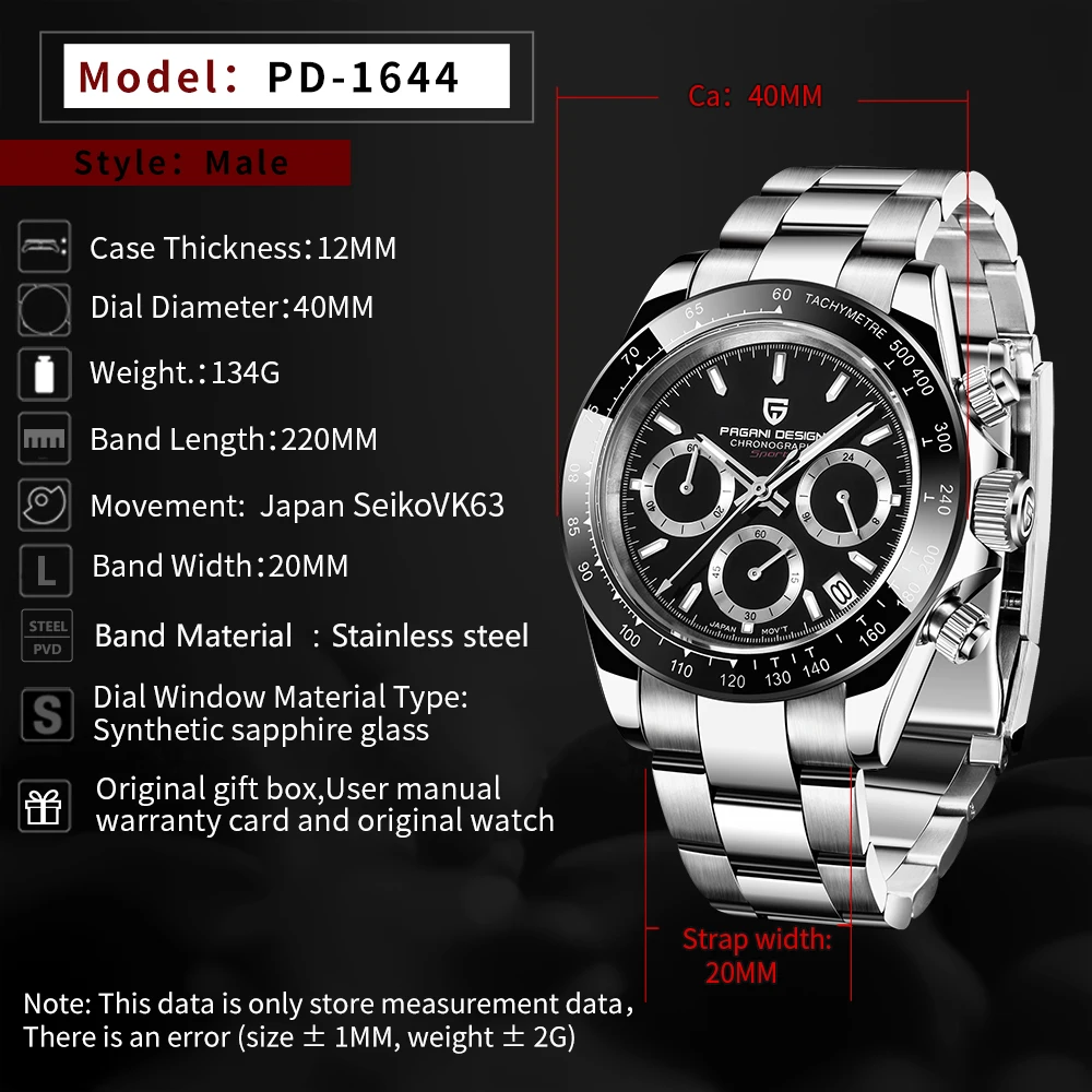 2020 NEW Mens Watches PAGANI Design Top Brand Luxury Quartz Clock black Watch Men Waterproof Sport Chronograph Relogio Masculino