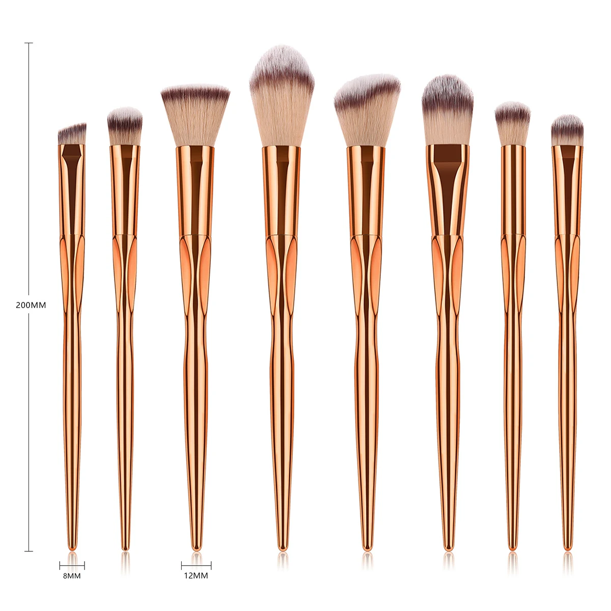 

8Pcs Makeup Brushes Set gold HandleEye Shadow Foundation Brush Concealer Blender Brush Beauty Tools Kit for Lip Eye Liner
