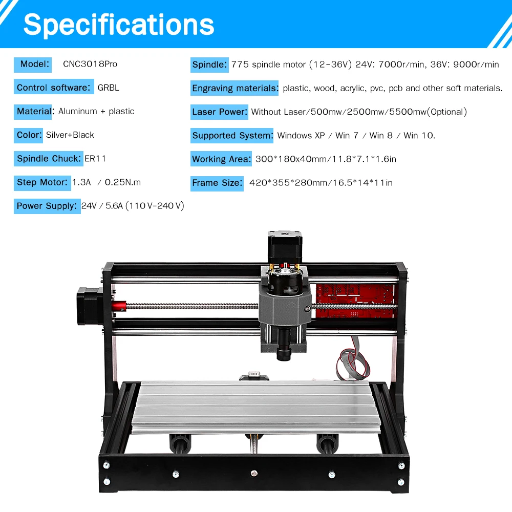 CNC 3018 Pro DIY мини ЧПУ маршрутизатор лазерный гравер гравировальный станок GRBL контроль 3 оси Pcb фрезерный станок