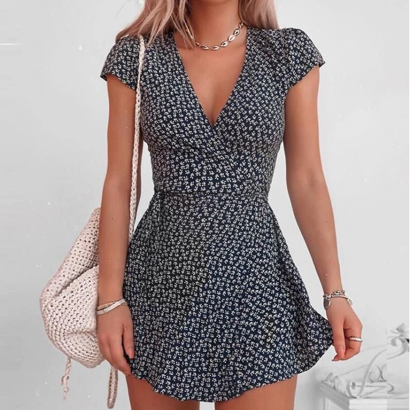 Elegant Floral Print Ruffle Straps Dress Women Summer Off Shoulder Sleeveless Mini Dress Sexy Slim Bodycon Party Dress Vestidos