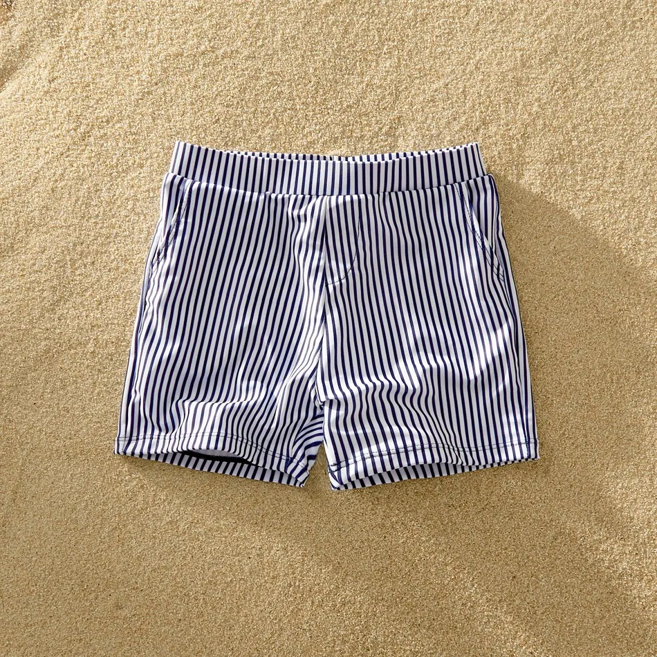 Summer V-neck Flounce Striped Print Matching Family Swimsuits Family ...