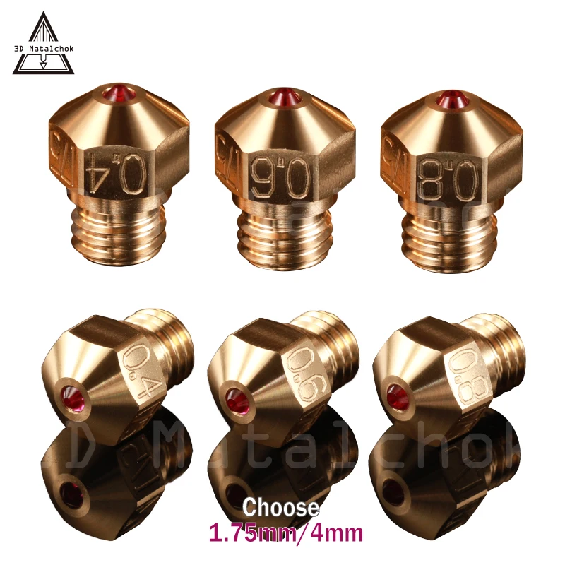 3D Matalchok высококачественный принтер V6/Mk10/Mk8 Рубиновая насадка для E3d V6 Micro Swiss Cr10 Mk8
