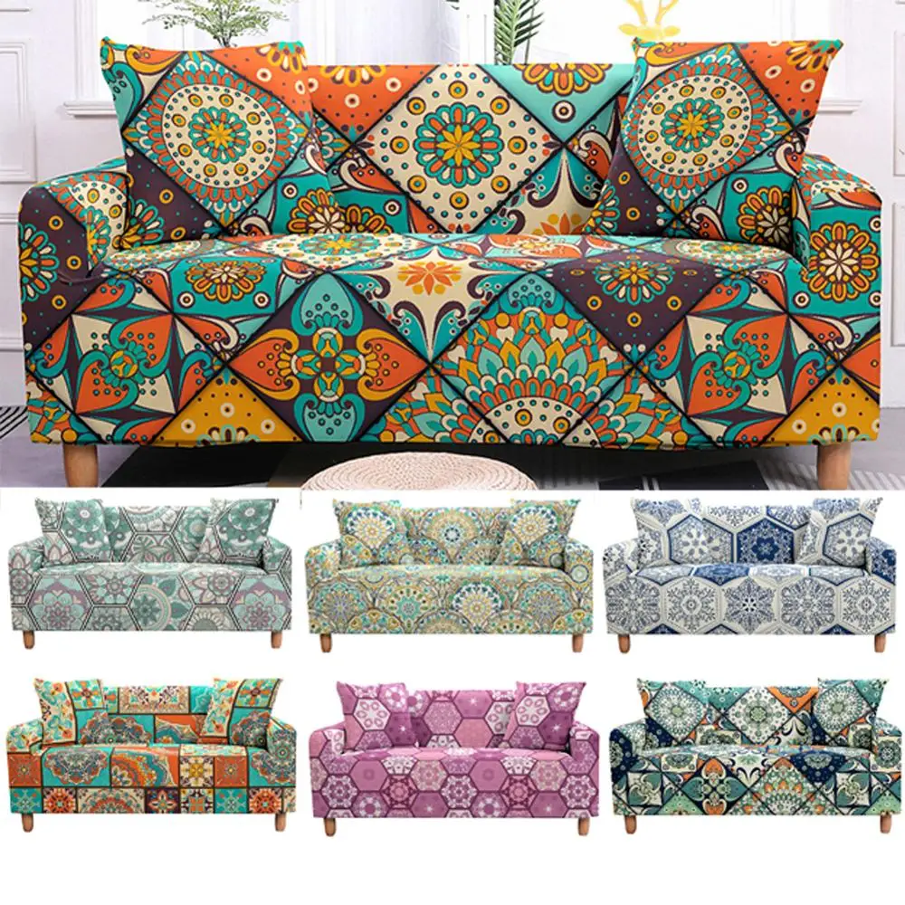 Stretch Sofa Cover Set Mandala Couch Cover Elastic Sofa Cover for Living Room Sofa Protector Pet