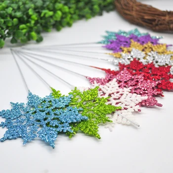 

6PCS color glitter snowflake branch Christmas tree decoration birthday party cake making holiday new year decoration
