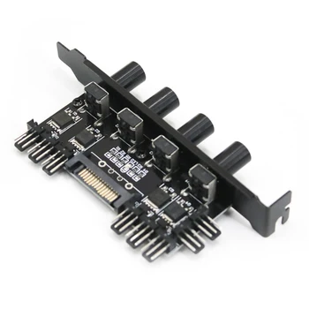 

12V Computer Case Fan Hub Regulator 8 Way 4 Knob SATA/3Pin Speed Controller for CPU case