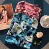 Women High Quality Silk Notched Long Sleeve Floral Printing Blouse Shirt 1