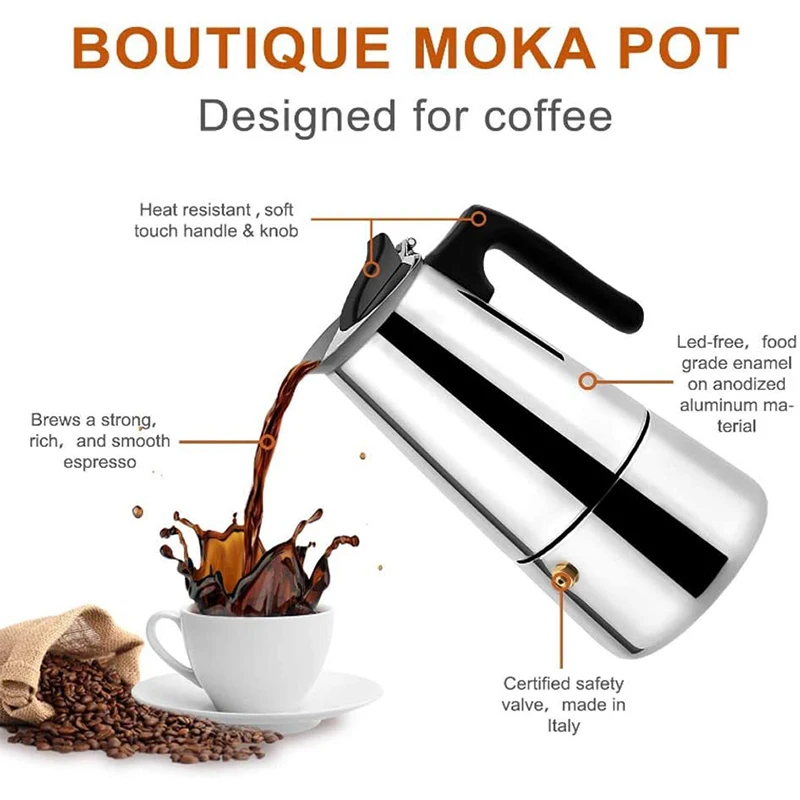 Эспрессо Moka Pot Percolator Итальянская Кофеварка 6 чашек 10 унций/300 мл Классическая