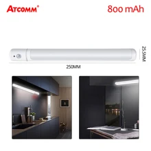 3 режима USB перезаряжаемая Светодиодная лампа в шкаф с PIR датчиком движения 800 мАч 25 см угол регулируемый кухонный ночник для спальни