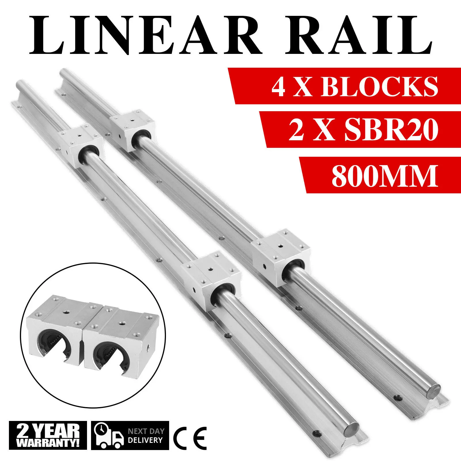 Linear Rail 2XSBR20-1200mm Rails 4XSBR20UU Blocks 4 Pcs Bloc Bearing CNC Routers 
