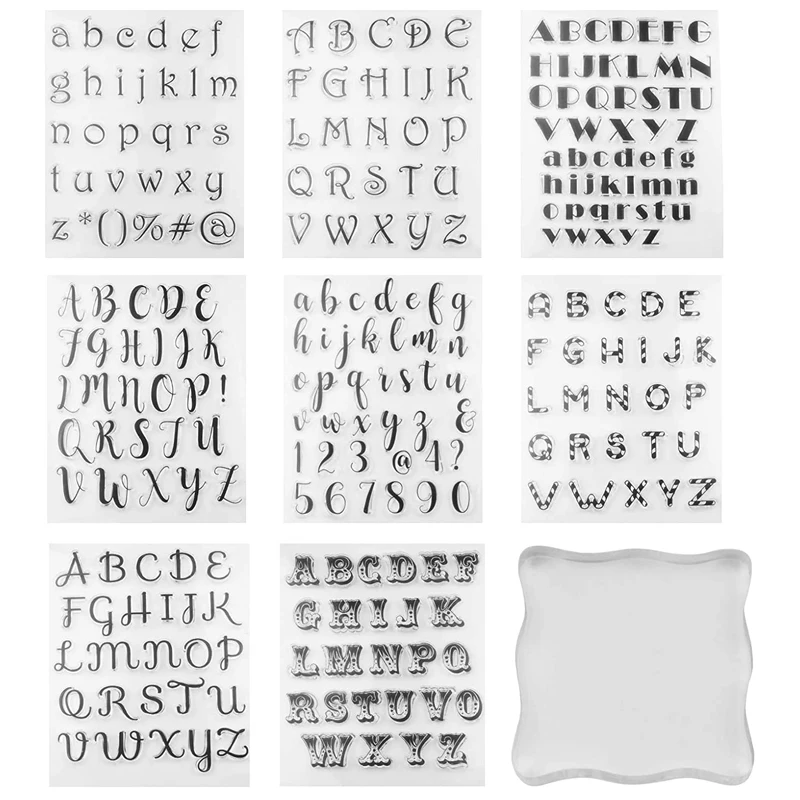 

Alphabet Cake Stamp Tool Kit 8 Pcs Reusable Cake Cookie Alphabet and Numbers Stamps Fondant Cake Mold Stamping Blocks Letter