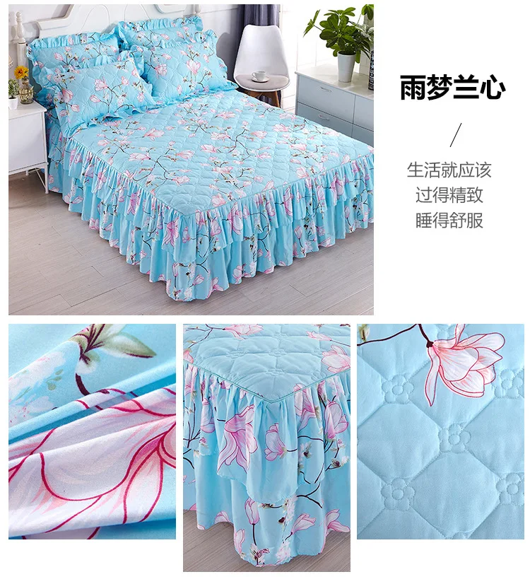 Korean Simmons Bed Skirt Quilted Thick Thick Comfortable Brushed Bed Cover Sheets All-inclusive Dust Cover Home Decoration
