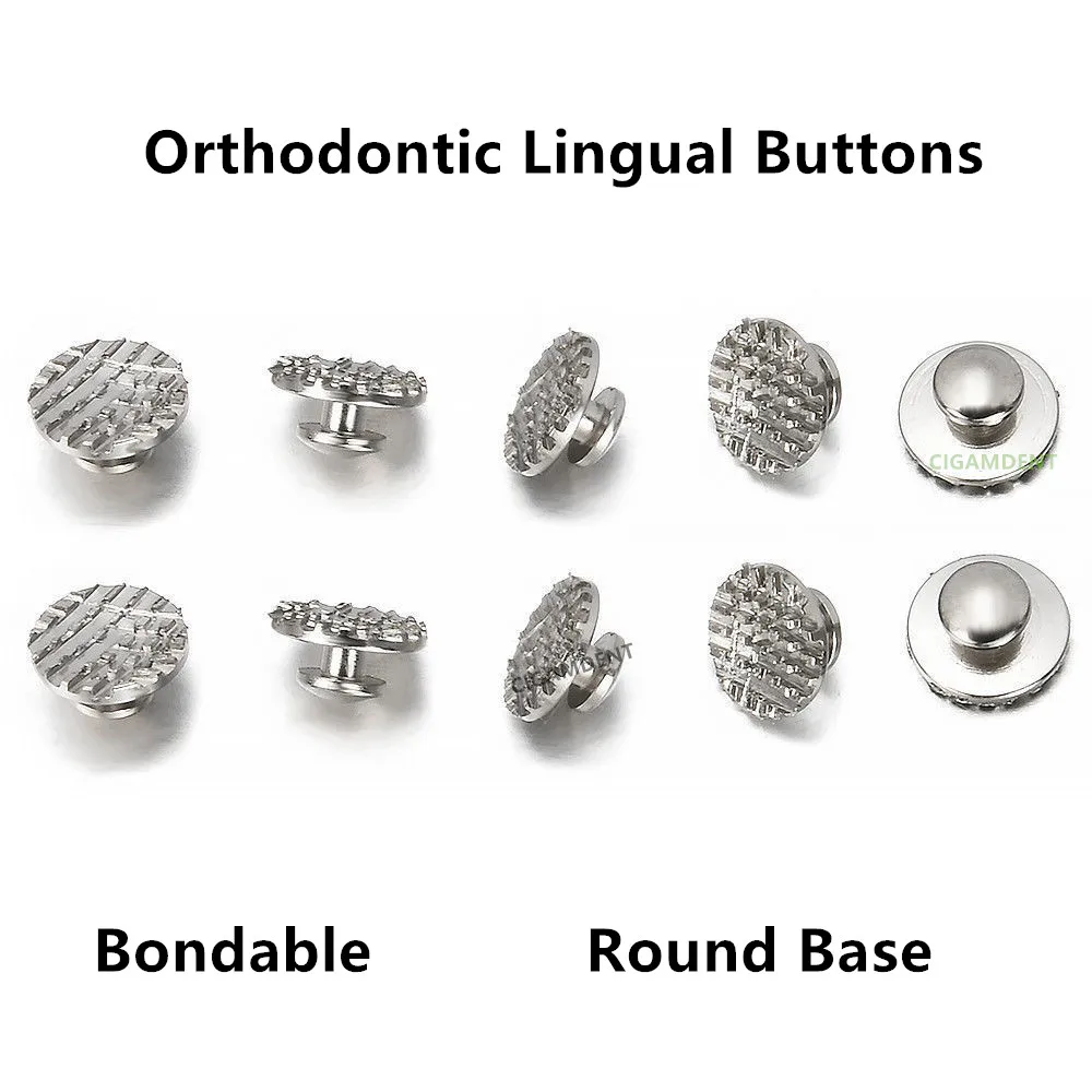 

100Pcs Dental Orthodontic Lingual Buttons Bondable Round Base Mesh Stainless Steel Ortho Bracket Braces