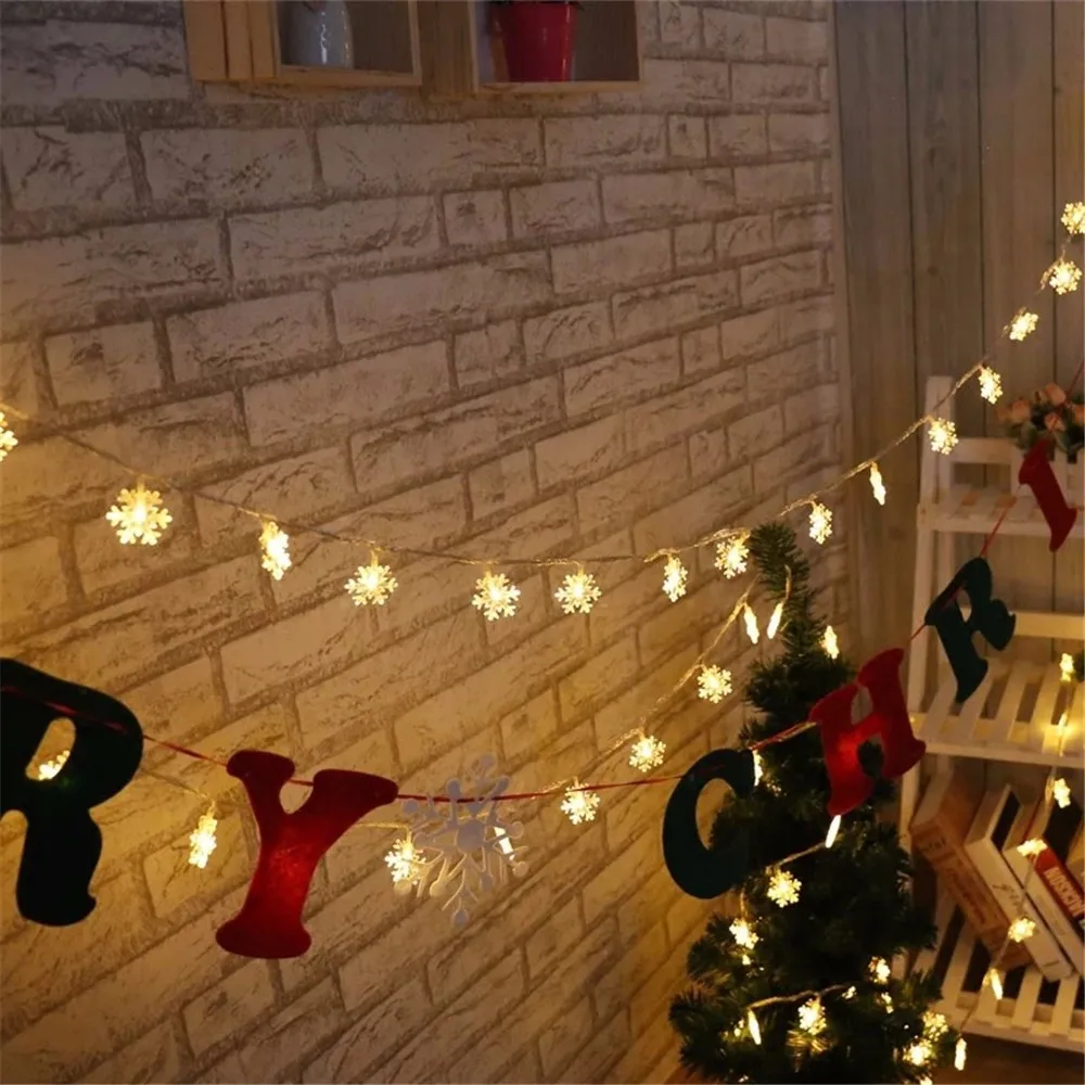 3 м, 5 м, Сказочная гирлянда, светодиодный светильник со снежинками, водонепроницаемый, для нового года, Рождества, украшения для дома, Рождественский светильник, украшения