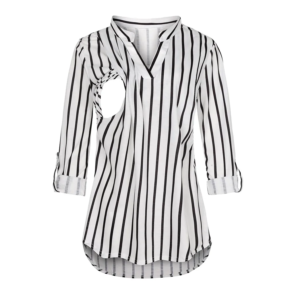 

Women Maternity Long Sleeve Striped Nursing Tops For Breastfeeding Nursing T-shirt Maternity Clothes ropa para mujer embarazada