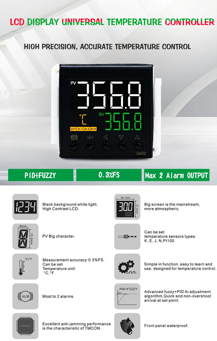 48 мм реле SSR выход K J Pt100 вход PID регулятор температуры AC100-240V 0,3 класс термостат контроллер