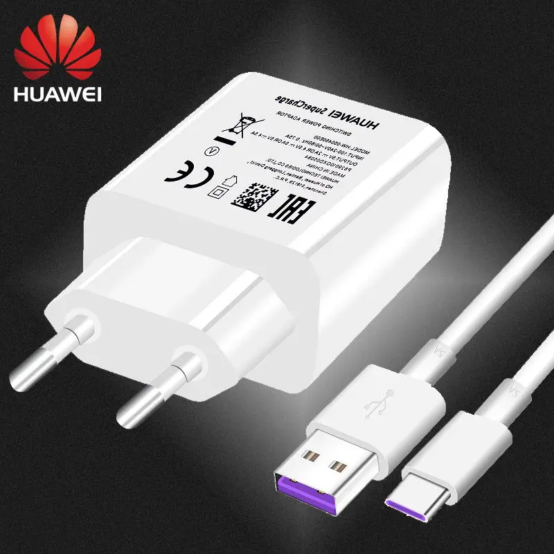 Huawei P10 P9 плюс USB Зарядное устройство стенового путешествия SuperCharge быстрая 5V4. 5A 5A Тип usb C кабель P20 Pro Lite Mate10 Mate9
