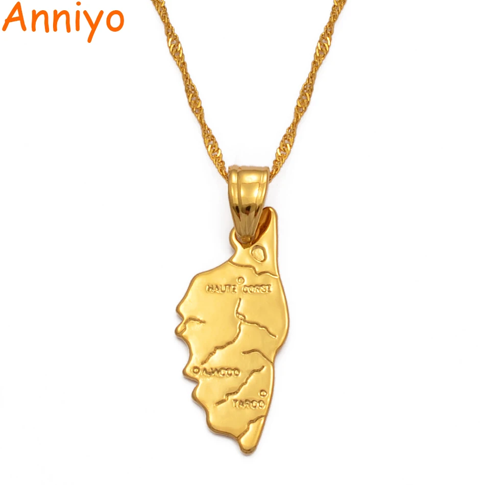 

Anniyo Haute corse map pendant necklace for women men,Corsica la corse country maps france map jewelry #201210