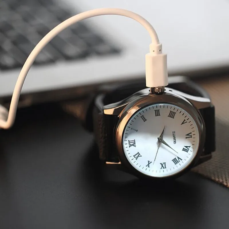 Модные настоящие часы и USB Зажигалка для курения USB зарядка Электронная Зажигалка Ветрозащитная беспламенная Зажигалка для сигарет подарок для мужчин