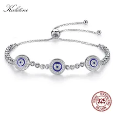 Новая мода высокое качество натуральной стерлингового серебра 925 Good Luck роскошный круглый синий Средства ухода для век ясно, кубический циркон Кристалл Теннис браслет