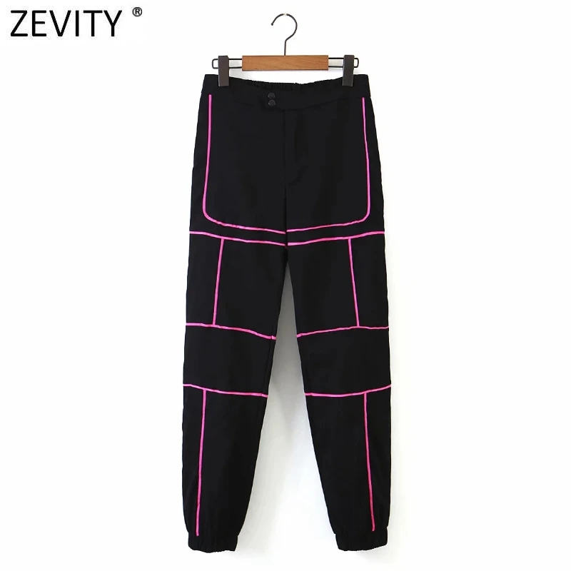 Zevity New Women color matching Reflection design cargo pants femme safari style pocket Trousers chic zipper fly long pants P897 Zevity New Women color matching Reflection design cargo pants femme safari style pocket Trousers chic zipper fly long pants P897